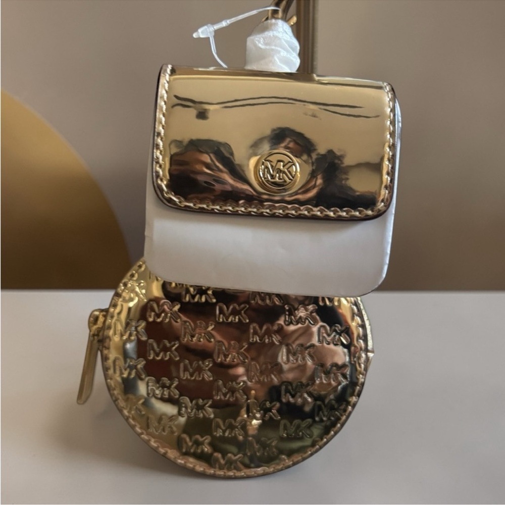 Michael Kors Metallic Gold MK Embossed Crossbody with Coin Pouch - Picture 2 of 4